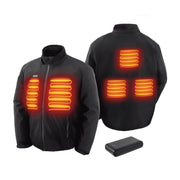GVDV Men's Heated Hunting Jacket Kit, 5 Carbon Fiber Heat Zones, Black, XXL, 7.4V 16000mAh Battery Pack