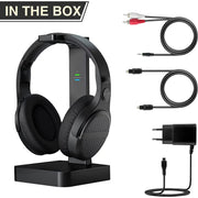 Monodeal ANSTEN Wireless Over-ear Headphones for TV with 2.4GHz Digital Transmitter and Charging Station, No delay, Plug and Play