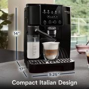 De'Longhi Magnifica Start Automatic Espresso Machine with Built-in Conical Burr Grinder, LatteCrema Milk Frother, 5 One-Touch Drinks, Black, ECAM22080B