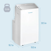 Keystone Portable Inverter Air Conditioner, 12,000 BTU ASHRAE/10,000 BTU DOE, White, Cools Up to 450 Sq Ft, Remote Control, Washable Filter, Model KSTAP10PINV
