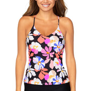 Raisins Juniors Macrame Back Cami Tankini Swim Top, Black Multi, N710773