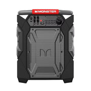 Monster Rockin Roller 300 Portable Bluetooth Speaker, 200W Power, 100+ Hour Playtime, Wireless Qi Charging, IPX4 Weather Resistant, Telescoping Handle with Roller Wheels, Black
