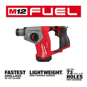 Milwaukee 2508-20 M12 FUEL 12V Lithium-Ion Brushless Cordless 5/8 in. SDS-Plus Rotary Hammer Drill (Tool-Only)