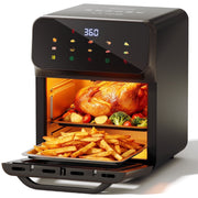 HOMSHADE 10QT Air Fryer Convection Oven, 10 Preset Cooking Modes, LED Digital Color Display, Visible Window, 1400W, Stainless Steel Interior