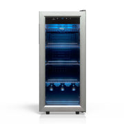 TCL Beverage Cooler, 1.8 Cu Ft, Single Zone, 50 Can Capacity, Black with Stainless Steel Trim, Tempered Glass Door, Adjustable 38-50F, LED Lighting, TRV050FAS