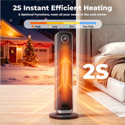 Happinter Patbrela 25-Inch Ceramic Space Heater, 1500W, 4 Heat Settings, Remote Control, 75 Oscillation, ECO Mode, 12H Timer, Quiet Operation