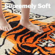 Stitchworn Tibetan Tiger Area Rug, 5x3.3 ft, Tufted High Pile, Machine Washable, Nonslip TPR Backing, Orange, STN-ARUG-XZH-OR-L152