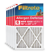 Filtrete AD25-6PK-1E 16x24x1 HVAC Furnace Air Filter, MPR 1000 MERV 11, Allergen Defense, 6 Pack