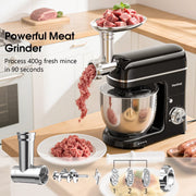 Honinst 1101BG 7-IN-1 Multifunctional Stand Mixer, 6.5 QT 8-Speed Tilt-Head Kitchen Mixer, Black