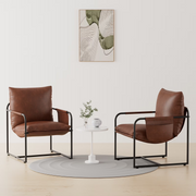 Hommpa Metal Frame Accent Chair with Removable Storage Bag, Brown