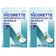 Nicorette Nicotine Gum, 2 mg, White Ice Mint Flavor, 200 Count
