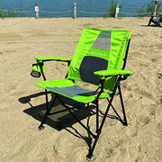 STRONGBACK Elite 2.0 Adult Camping Chair with Patented Lumbar Support, Foldable, Lightweight, Lime Green/Grey, Carry Bag Included