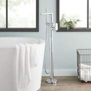 Signature Hardware Berwyn Floor Mounted Tub Filler Faucet, Chrome, Single Handle, Includes Hand Shower, SHBWFS2000G2CP