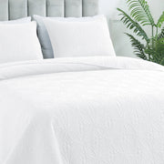 JUSTLET SE-CG3JT-02 Quilt Set Queen Size - Lightweight Summer Bedspread 3 Piece (1 Quilt, 2 Pillow Shams) - White