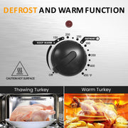 Sunvivi Electric Roaster Oven, 20 Quart, 3-Compartment Buffet Server, Self-Basting Lid, Adjustable 150-450F Temperature Control, Removable Pan and Rack, Silver
