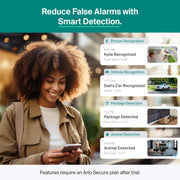 Arlo Essential Pan Tilt Security Camera, 2K Wired Plug-In Power, 360 Pan 180 Tilt, Color Night Vision, Smart Detection, Integrated Spotlight, 2 Cameras, White, VMC3083