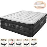 Ophanie King Air Mattress, 18-Inch Elevated Inflatable Bed with Built-In Electric Pump, Puncture-Resistant PVC, Anti-Slip Bottom, Black, AMH5V2109
