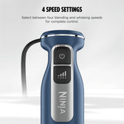 Ninja Power Duo Immersion Blender with RapidWhisk, 9-Inch Stainless Steel Arm, 4 Speeds, SplatterShield, PanProtect, 4-Cup Blending Pitcher, Deep Navy, CI201ND