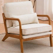 UBesGoo LRC-17DF Modern Linen Fabric Upholstered Comfy Reading Accent Chair with Solid Wood Frame Beige