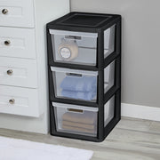 Sterilite 3 Drawer Tower Storage Cart with Removable Clear Bins, Easy Assembly, Black, 4630-90