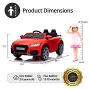 Outfunny Audi-TT RS Kids Ride On Car, Licensed Audi TT 12V Electric Car Toy with Remote, LED Light - Red