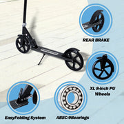 Welmotive Scooter for Teens & Adults, Lightweight Kick Scooter 3 Adjustable Heightand Rear Brake, Black