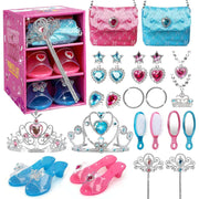 Toy Life Princess Dress Up Toy Set for Girls, Complete Accessory Collection with Crown, Jewelry, Shoes, and Purses, Multicolor, Ages 3-4