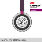 3M Littmann Classic III Stethoscope, Tunable Dual-Sided Stainless Steel Chestpiece, Plum Tube, Soft-Sealing Eartips, Non-Chill Bell Sleeve, 27 in, 5960