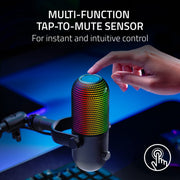 Razer Seiren V3 Chroma USB Condenser Microphone, Supercardioid, Tap-to-Mute Sensor, RGB Lighting, Quartz Pink