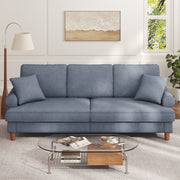 HOMSHADE 87 Sofa Couch, Extra Deep Seat, Linen Fabric, Round Arms, Blue Gray, Includes 2 Pillows, MJSF01-GY