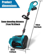 ZLieatmp Cordless Electric Snow Shovel, 21V Brushless Motor, 10-Inch Clearing Width, Lightweight Blue, with 2 Batteries