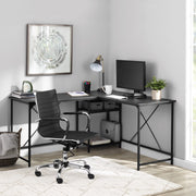 Mainstays MS62025004001 Two-Way Convertible Desk with Lower Storage Shelf, Charcoal Finish and Black Metal Frame