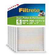 Filtrete HVAC Furnace Air Filter, Electrostatic Pleated, MPR 700, MERV 8, 16x25x1, 6-Pack, 701-6PK-EC