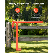 KFFKFF 36 in T Post Puller, Durable Steel Fence Post Removal Tool with Puller Plate and 47 in Chain, Ergonomic Lever Mechanism, 1102 lb Load Capacity, BY-043-02