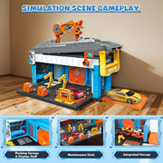 Suorfoxs 2 IN1 Foldable Two-Layer Race Tracks Set with Carrier Truck and 2 Alloy Cars for Boys 2-6 Years