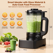 PRASKY Professional Countertop Blender, 1000W Motor, 53oz Glass Jar, Stainless Steel Insulated Cup, 7 Speeds, Variable Speed Control