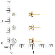 Believe by Brilliance SET0958.WM 10kt Yellow Gold CZ Clear Diamond Stud Earrings Set, 3mm, 4mm, and 5mm