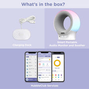 Hubble Connected HCSECLPX Eclipse+ Portable Soother, Kids & Baby Audio Monitor, 7-Color Night Light & Speaker, White