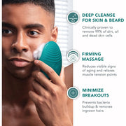 Foreo F1283 Luna 4 Men's Skin & Beard Face Cleansing Brush & Firming Massager, Green