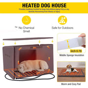 Aivituvin Heated Outdoor Dog House with Insulated Liner, UL-Tested Heating Pad, Weatherproof Iron Frame, Asphalt Roof, Large