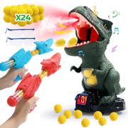 JoyStone Moveable Dinosaur Shooting Game Toy with 2 Pump Blasters, 24 Soft Foam Balls, LCD Score Recorder, Green