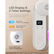 MelodySusie UV LED Nail Lamp Plus20F, Cordless Rechargeable with Advanced UV Protection, 240 Rotatable Panel, Smart Auto Sensor, Dual Timer Settings, White