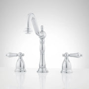 Signature Hardware 329337 Victorian Widespread Bathroom Faucet with Metal Lever Handles and Pop-Up Drain Assembly