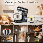 Patbrela Stand Mixer with 5.5QT Stainless Steel Bowl and Extra 3.5QT Bowl, 10-Speed Tilt-Head Kitchen Mixer with Dough Hook, Beater, Whisk, SM001