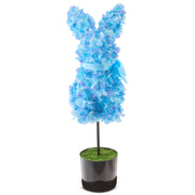 Way To Celebrate Hydrangea Bunny Topiary, Blue Hydrangea Blooms, Satin Ribbon Bow, Faux Moss Pot, 27 in