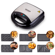 Uarter 6-in-1 Waffle Maker Electric Sandwich Maker with Removable Non-Stick Plates for Sandwiches, Paninis, Waffles, and Madeleines