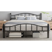 Kinsfook 16674853547 Full Size Metal Bed Frame, Noise-Dampening, 12 Inch Underbed Storage, Black, Heavy-Duty Support, Tool-Free Assembly