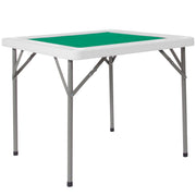 Flash Furniture DADMJZ88 34.5'' Square Granite White Folding Game Table with Green Playing Surface