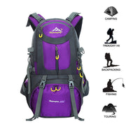 LSLJS 50L Hiking Backpack, Waterproof Camping Essentials Bag, Purple