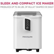 Frigidaire Countertop Ice Maker, 26 lbs Daily, Bullet Shaped Ice, White, EFIC187-WHITE